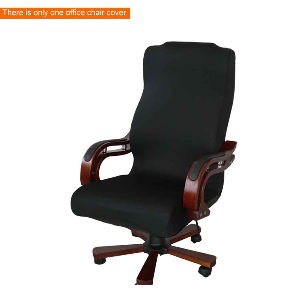 Computer Seat Solid Color Stretch Office Chair Cover Furniture Protector Living Room High Back Washable Modern Simplism: Black / S