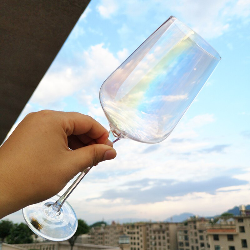 1 stks Europese loodvrij Kristal glas champagne Regenboog Kristal Rode wijn glas hart handleiding Beker Grote familie wijn glas