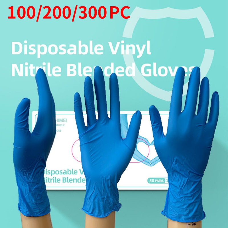 100/800pc bleu jetable Latex gants vaisselle cuisine caoutchouc jardin gants pour ménage nettoyage produit gants