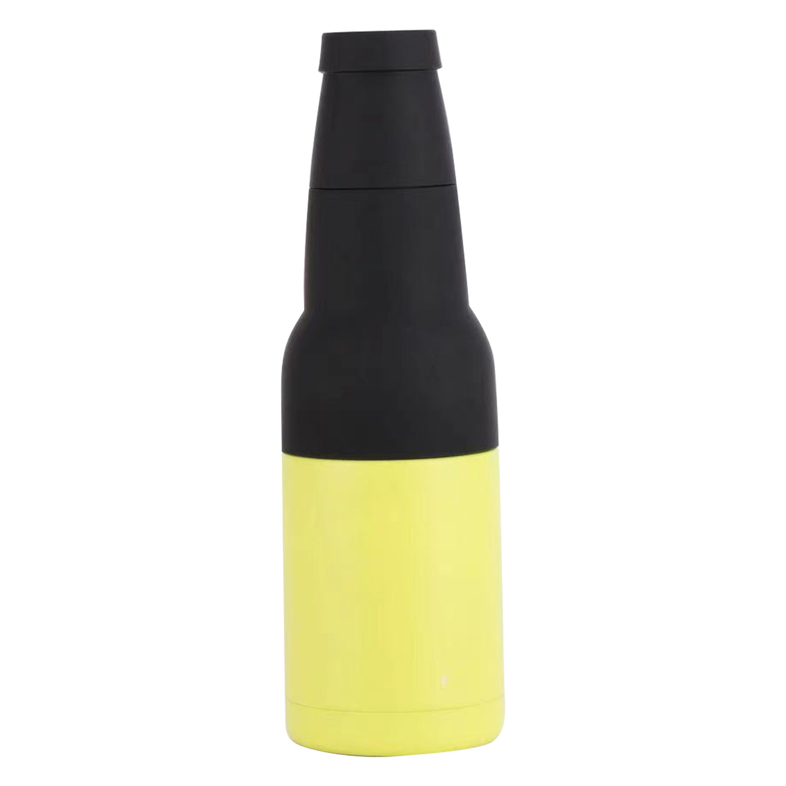 Mangas enfriadoras de botellas de cerveza, aislador de lata de doble pared de acero inoxidable, soporte de botella de cerveza aislado, 12oz: YELLOW