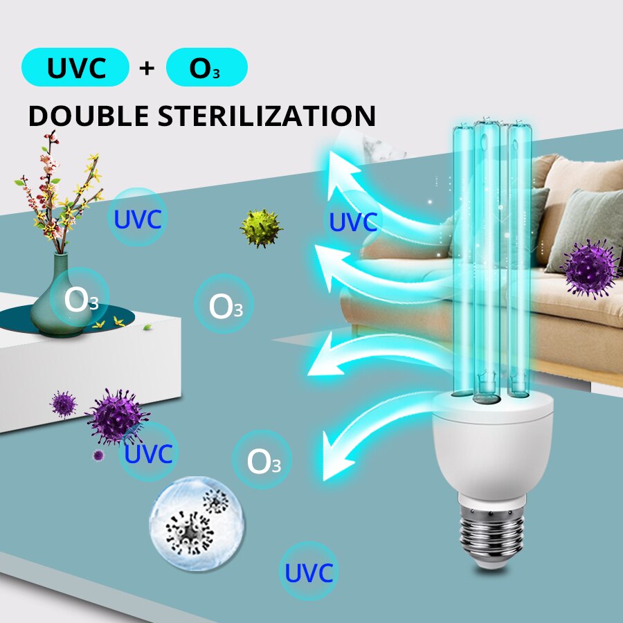 E27 15W 25W UV Ultraviolet Light Lamp Quartz Germicidal Disinfection Light LED UVC Ozone Bulb UVC 220V Sterilizer Kill Mite Lamp