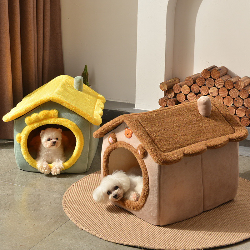 Maison en fourrure pour animaux de compagnie, niche d&#39;intérieur pour petits chiens, chat d&#39;hiver, avec coussin, canapé, petit chiot, Chihuahua Yorkie