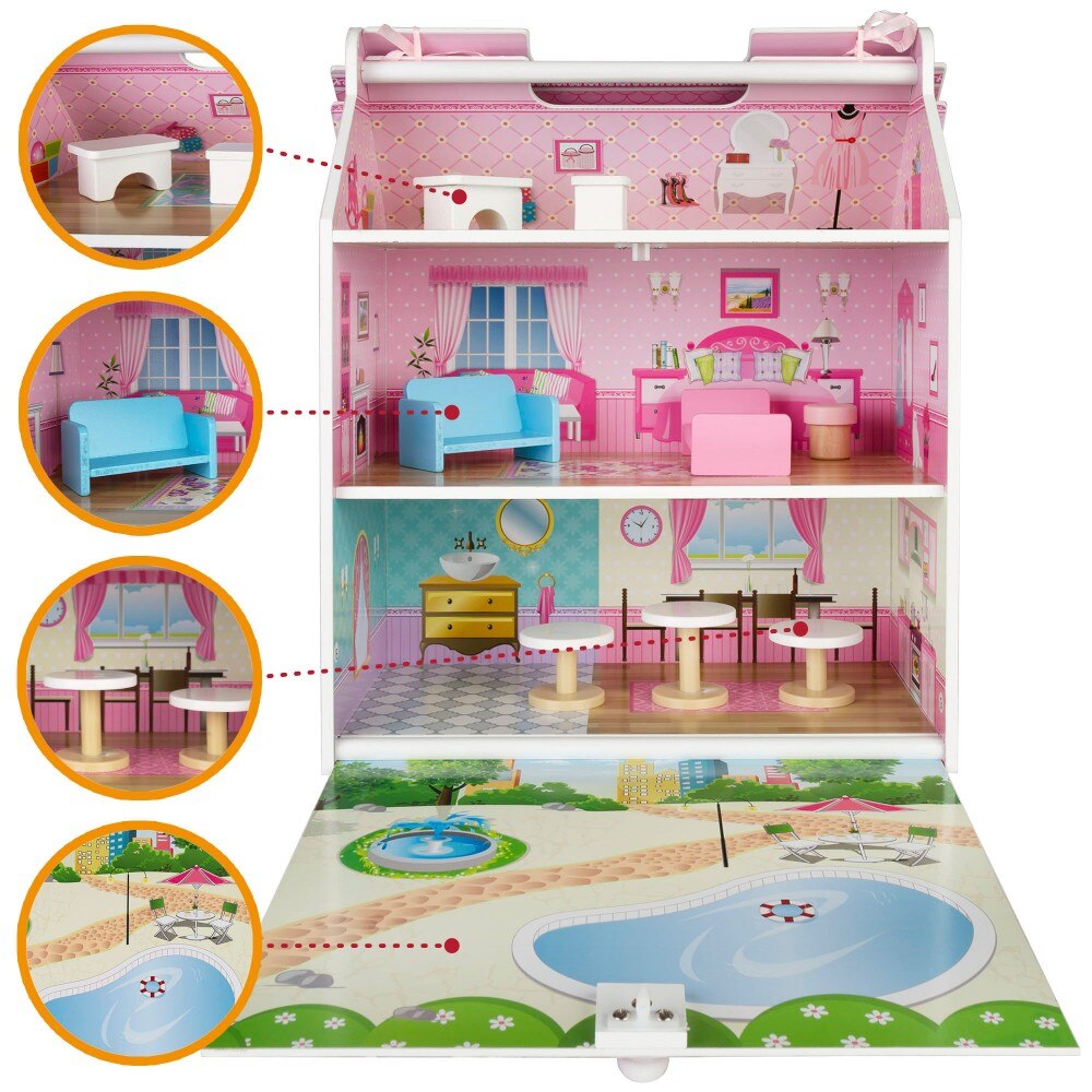Casa de muñecas de madera Womax, Casa muñecas, Muebles para muñecas, Juguetes para niños, Muñecas para niñas, Casita de muñecas