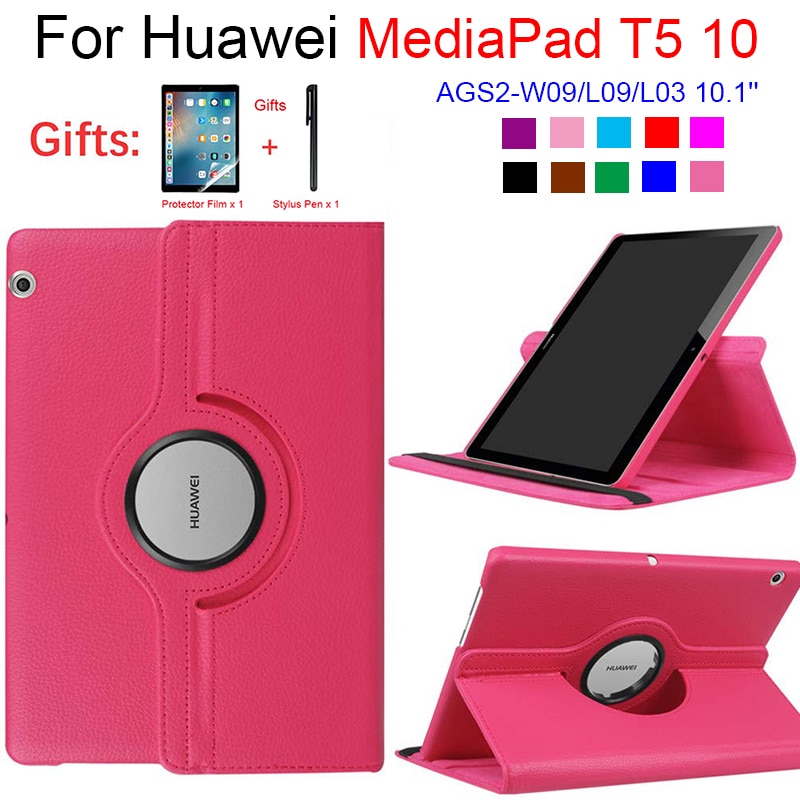 Dla Huawei MediaPad T5 10 AGS2-W09/L09/L03 10.1 Tablet Funda stojak PU skórzane etui z klapką dla 360 obracanie przypadku Huawei T5 10.1