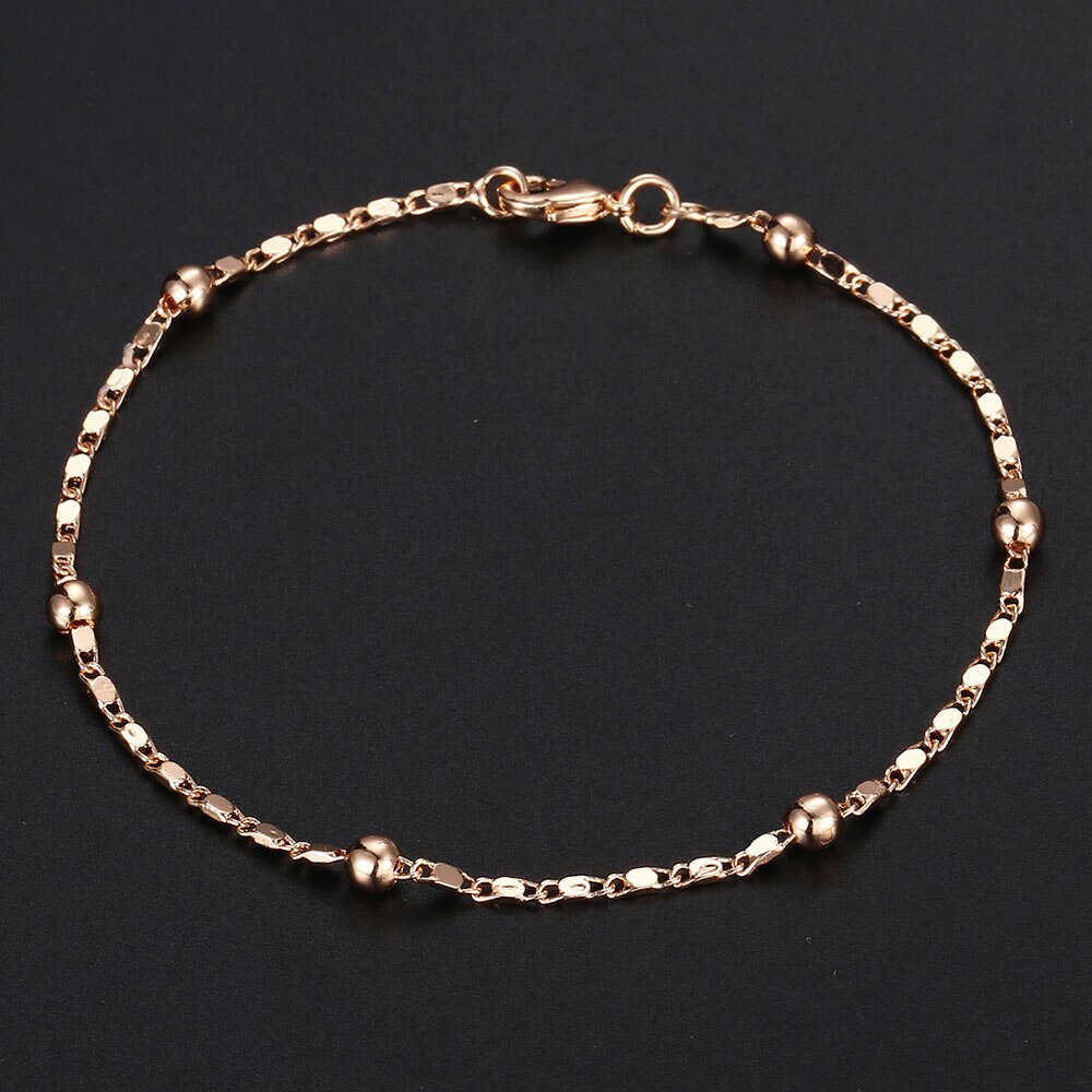 2mm mince Marina lien chaîne 585 or Rose Bracelet pour femmes filles femme Bracelet bijoux saint valentin 20cm CB11