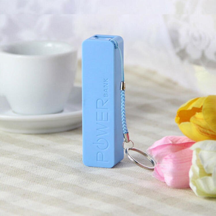 DIY USB zewnętrzny Powerbank Obudowa przenośny 2600mAh opakowanie 18650 ładowarka bez baterii Powerbank z breloczkiem: niebieski