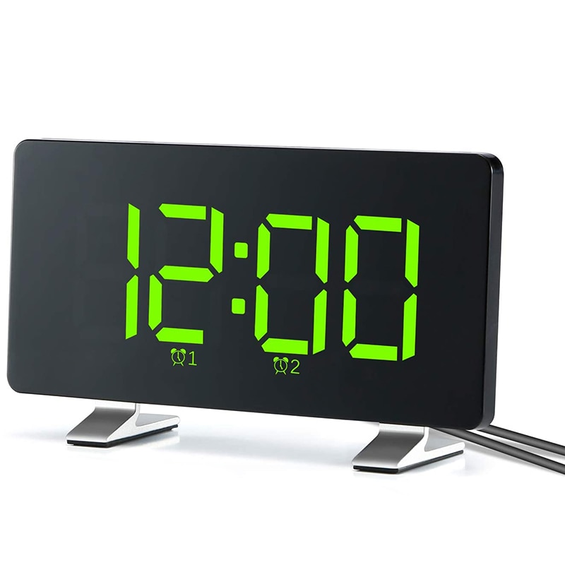 Alarm Clocks for Bedrooms with FM Radio, Dual Alarms, 6.7Inch LED Sn, USB Port for Charging, 4 Brightness, 12/24H: Default Title