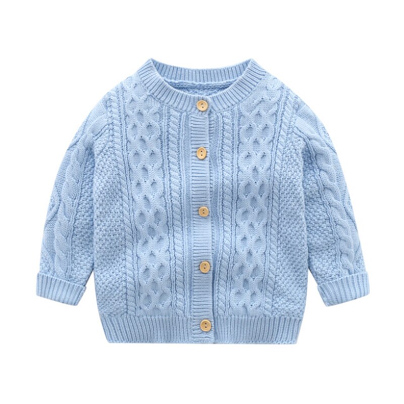 Baby Jungen Einfarbig Strickjacke Jacke Frühling Herbst Neue Hübsche Baby Gestrickte zur Seite fahren Lange-Ärmel Mantel Für 3-18 monate: Himmel Blau / 9m