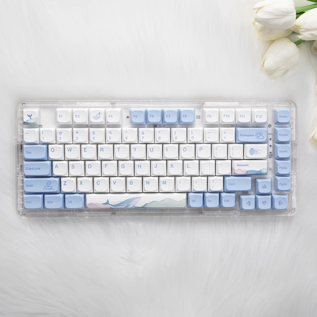 133 Keys XDA Profile Keycap Ocean Whale Theme PBT Keycaps For MX Switch Mechanical keyboard Dye Sublimation Blue White key Caps