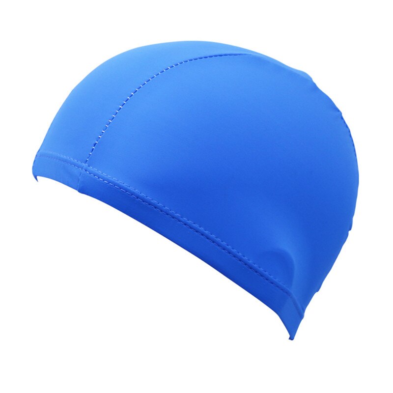 Zwemmen Caps Hoge Elastische Duurzaam Vrouwen Mannen Pure Kleur Baden Caps Beschermen Oren Lange Haar Sport Badmuts Zwembad hoed: Blue