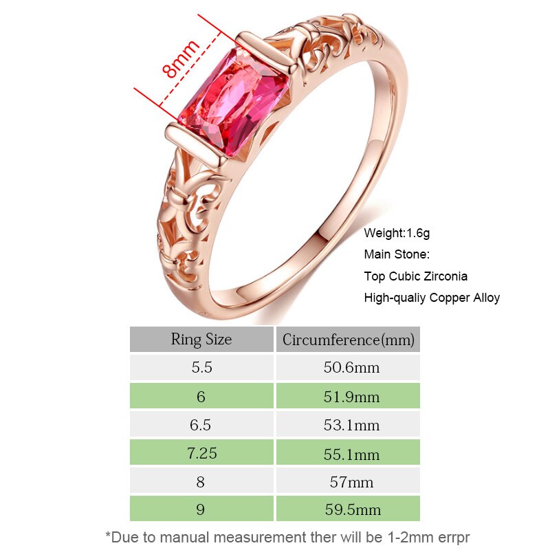 Bicux Leuke Rose Goud Zilver Grote Rood Wit Crystal Ringen Voor Vrouwen Engagement Wedding Zirconia Vrouwen Ring Sieraden