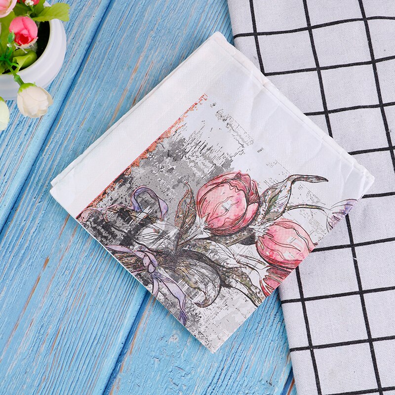 20 Stks/set Servetten Papieren Bloem Patroon Decoupage Servet Papieren Tissue Voor Xmas Wedding Decor Party Tafel Levert