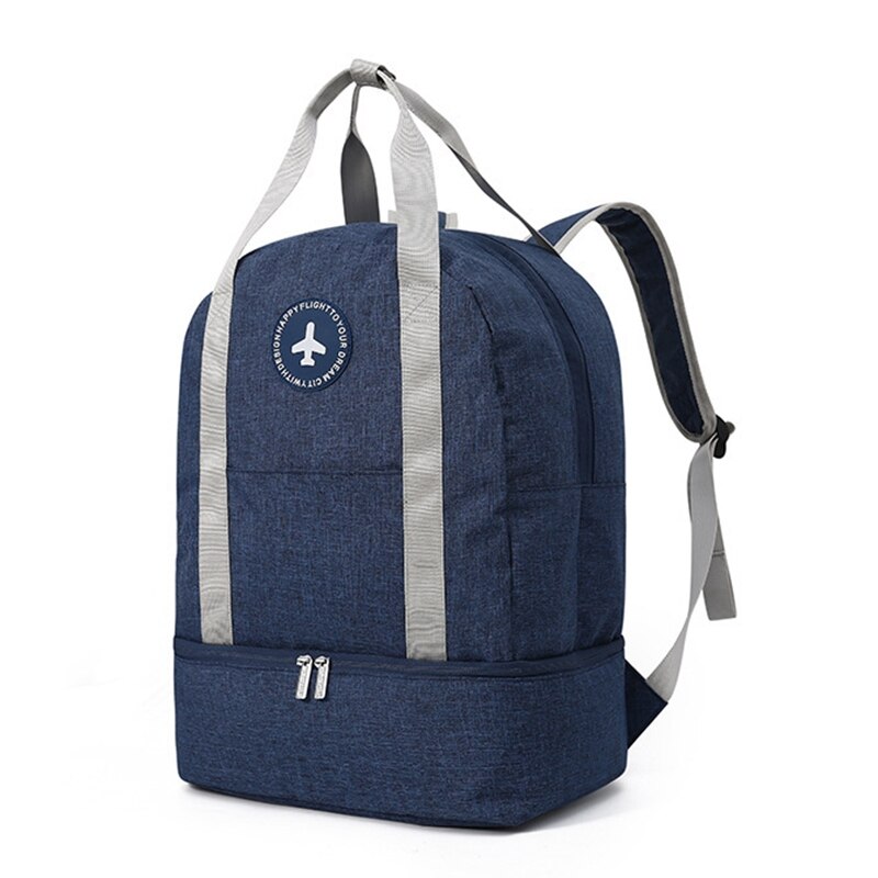 -Men Women Multi-Function Travel Backpack Fitness Bag Travel Large Capacity Waterproof Clothes Shoes Storage Bag: Navy