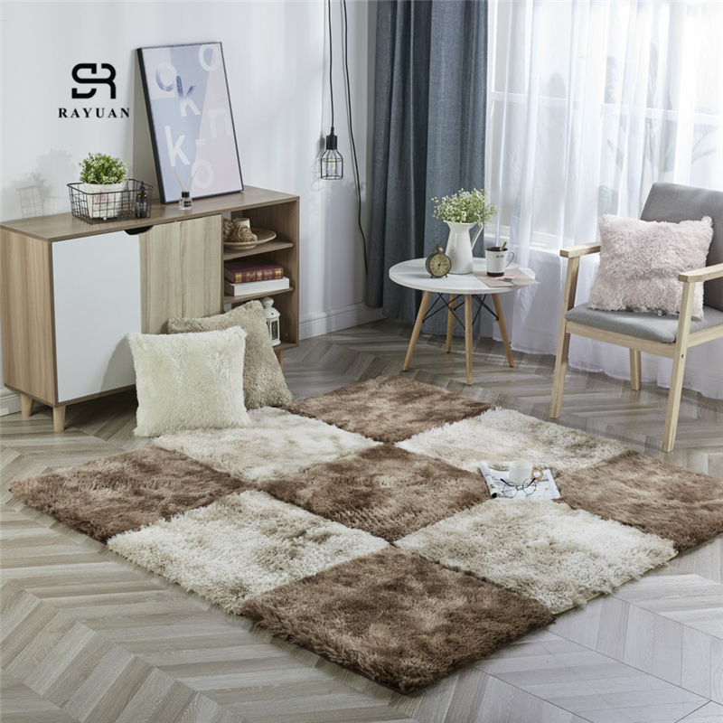 RAYUAN Abstufung Polyester Wildleder Plüsch zottelig Teppich DIY Puzzle matt Warme Weiche Bereich Teppich Anti Unterhose freundlicher Baby Spielen Matten playmat