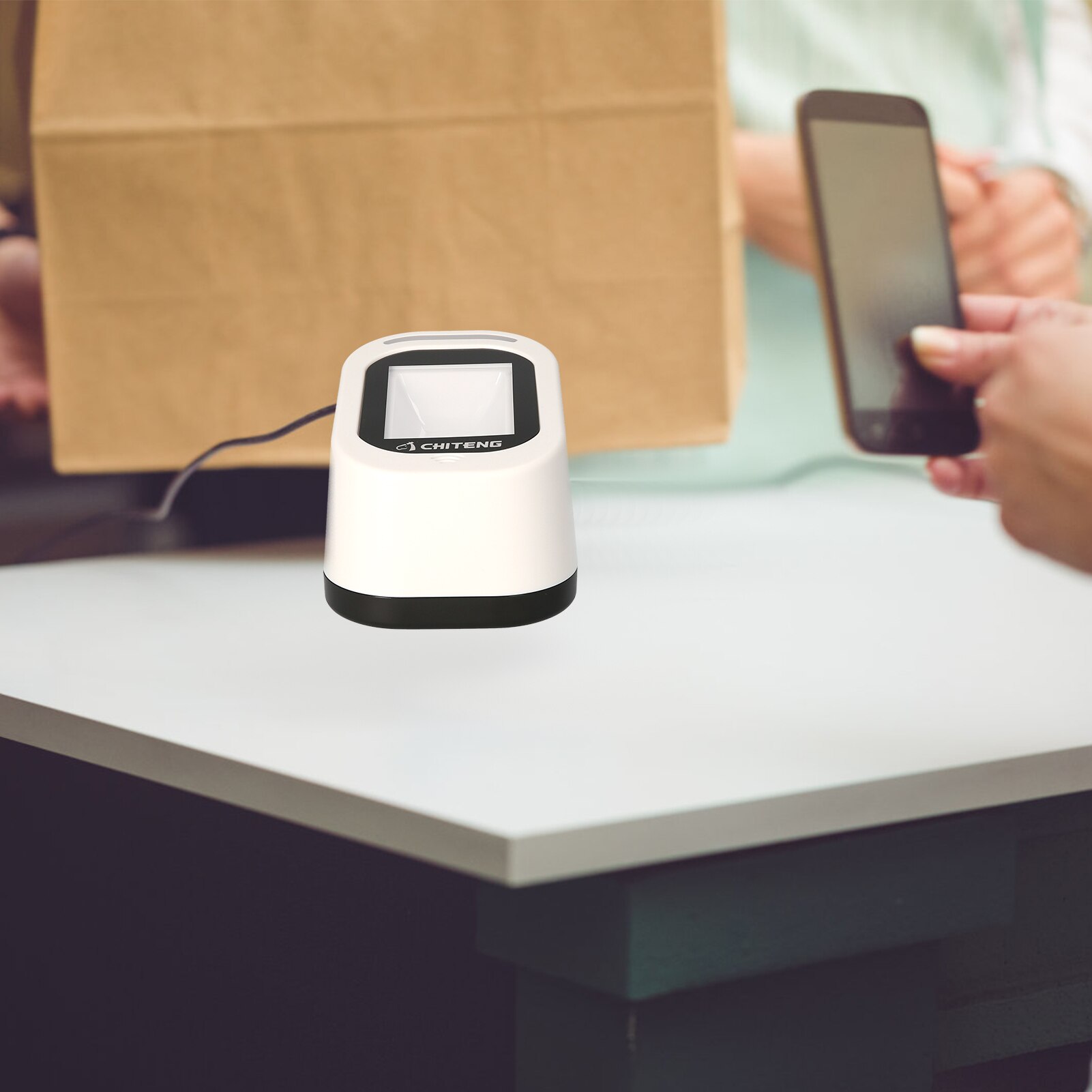 Omnidrectional Desktop Hands-free 1D 2D QR Barcode Scanner USB Wired Bar Code Reader Large Scanning Window Continuous Scan