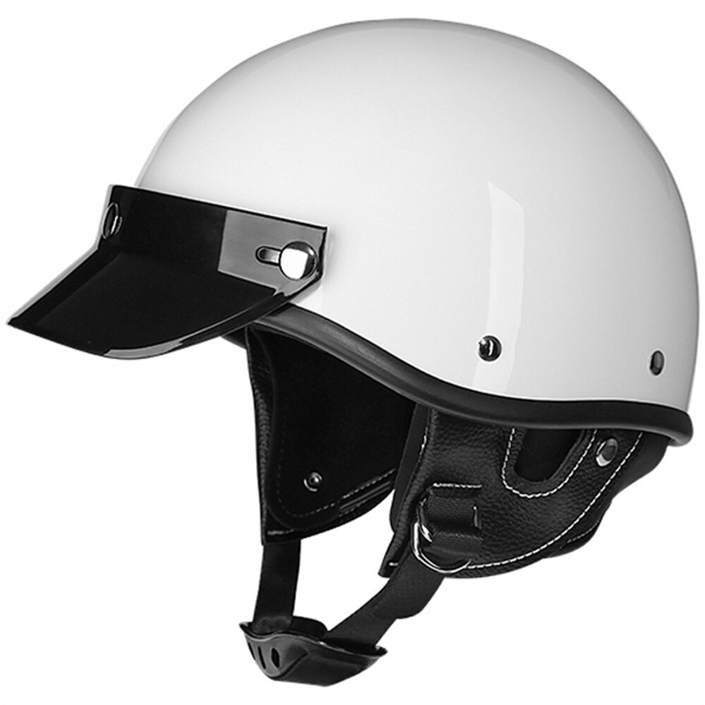 Korea Japan Vintage Motorcycle Half Open Face Helmet Retro Motorbike Scooter Biker Riding Cruiser Capacetes Para Moto DOT: White / XXL