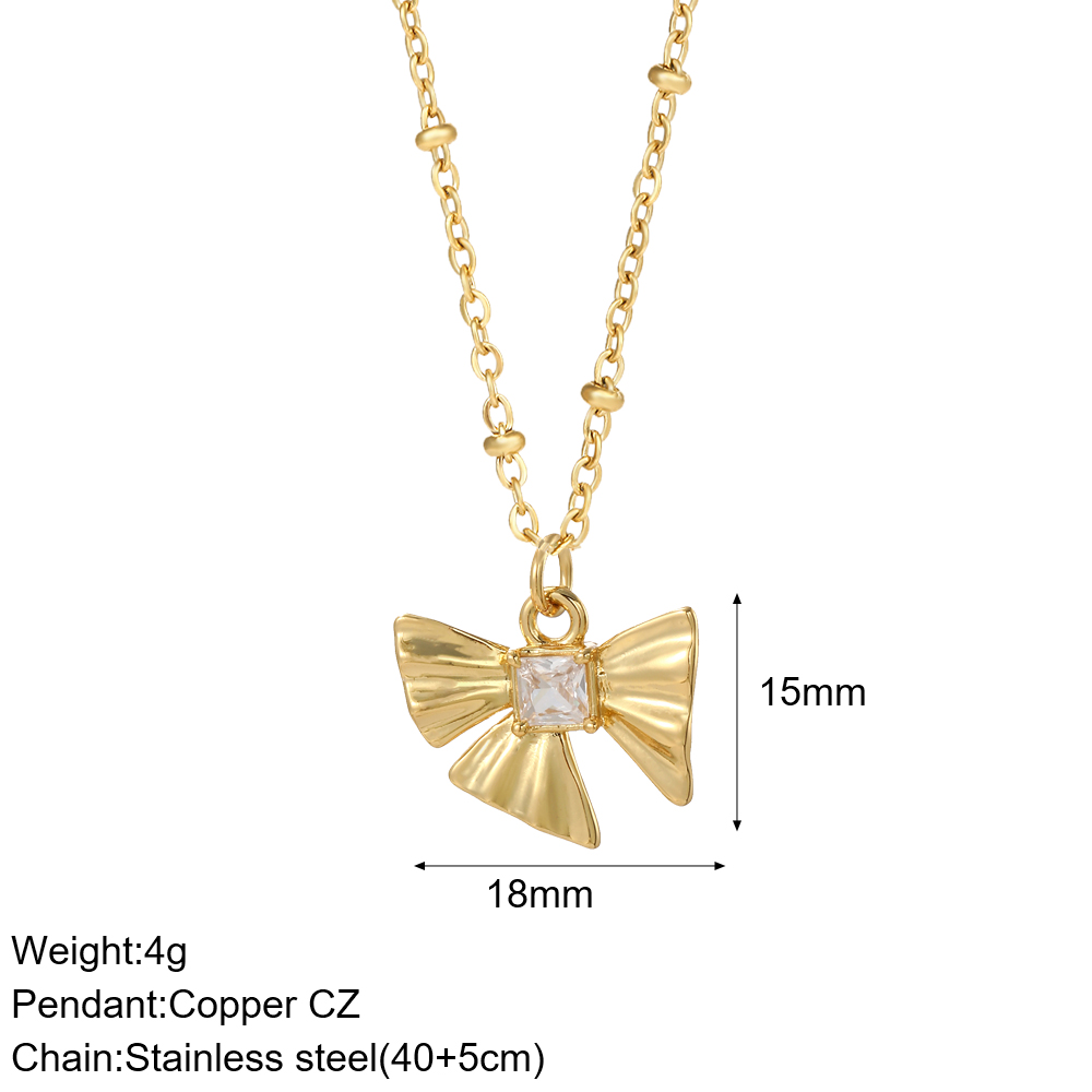 Collier à nœud pour femmes, pendentif en forme de cœur papillon mignon, couleur or, colliers à longue chaîne en acier inoxydable, Cadenas de cou Para Hombre en: Zinc blanc bleu plaqué