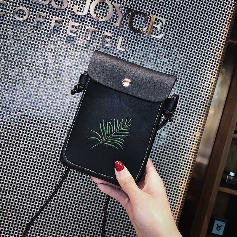 Cute Mini Crossbody Bags for Women Embroidery Leather Girls Shoulder Bag Women Bag Portable Phone Bag