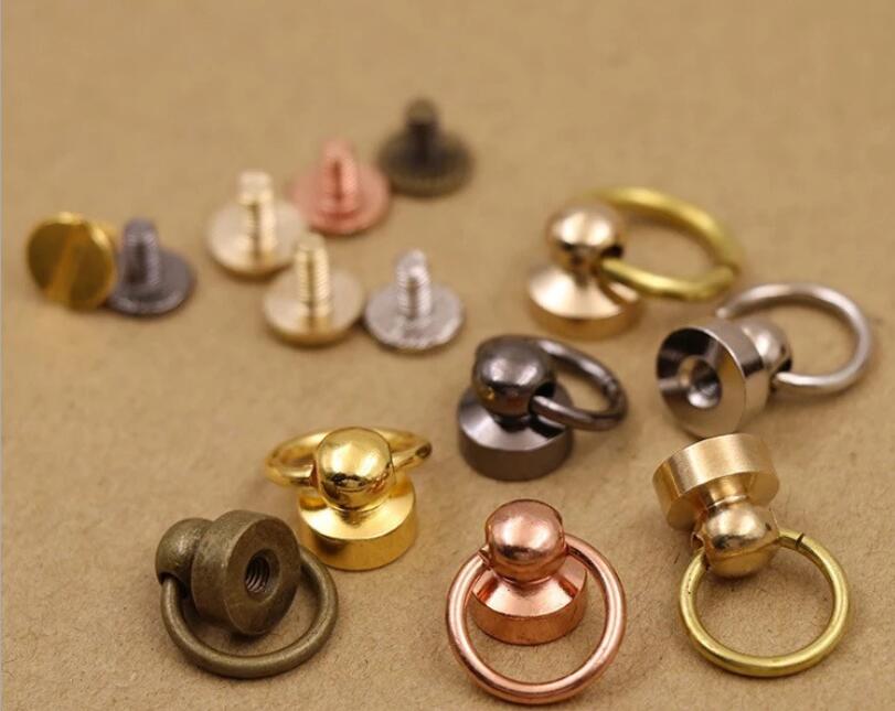 Gratis Shipping10pcs Hand Genaaid Leder Lederen Hardware Tas Accessoriescopper Zak Onderdelen Swivel Schroef Gesp Tepel Nail