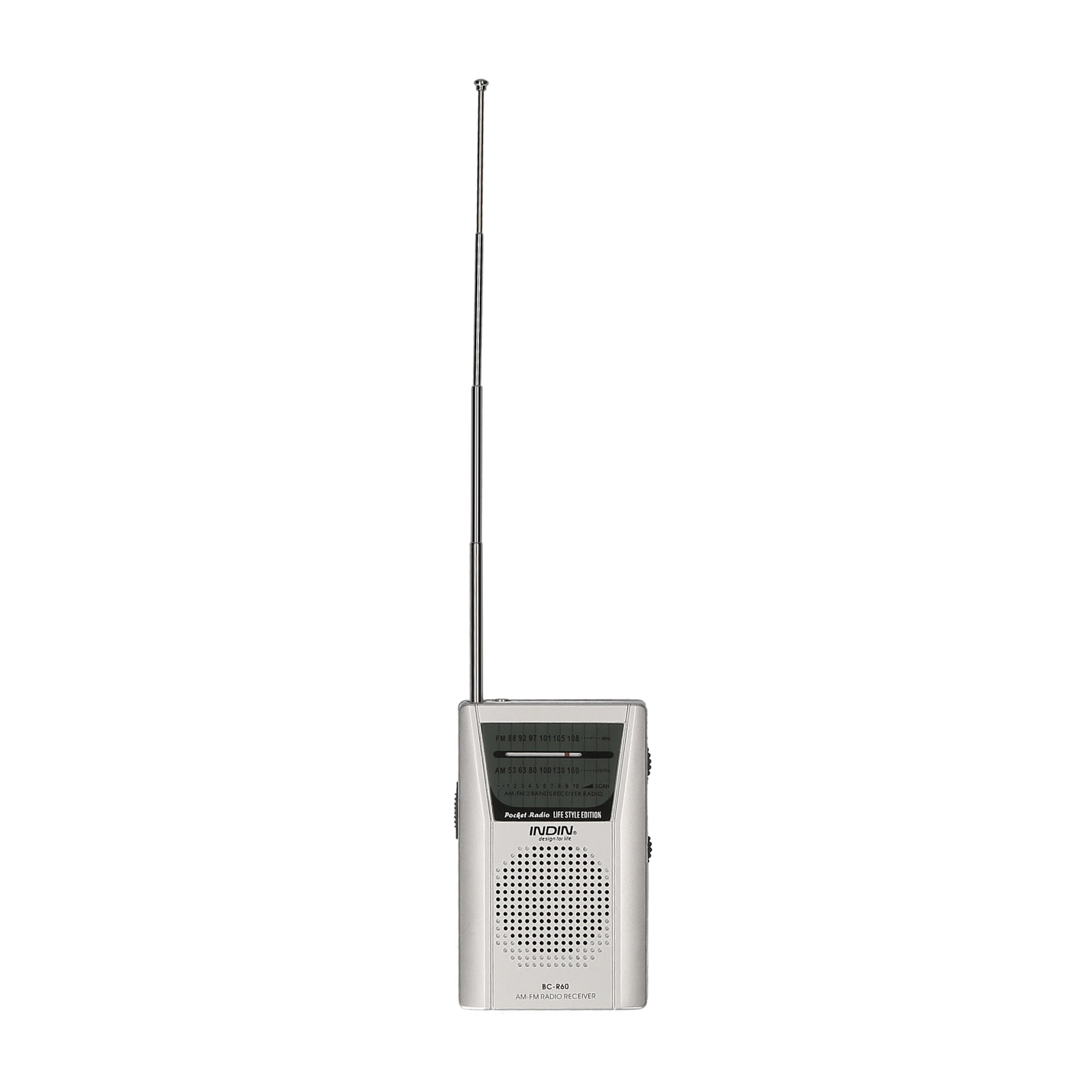 INDIN BC-R60 AM FM Portable Pocket Radio Telescopic Antenna Mini Radio Music Player Built-in Speaker for House & Outdoor
