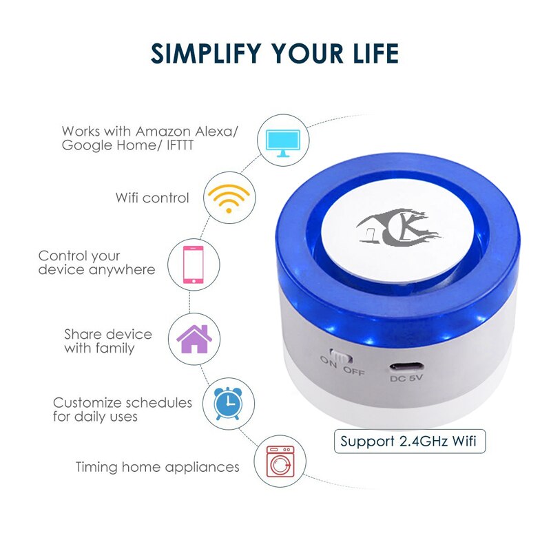 WiFi Wireless Siren Home Security WiFi Alarm Smart Siren Tuya Compatible with Alexa/Google Home EU Plug