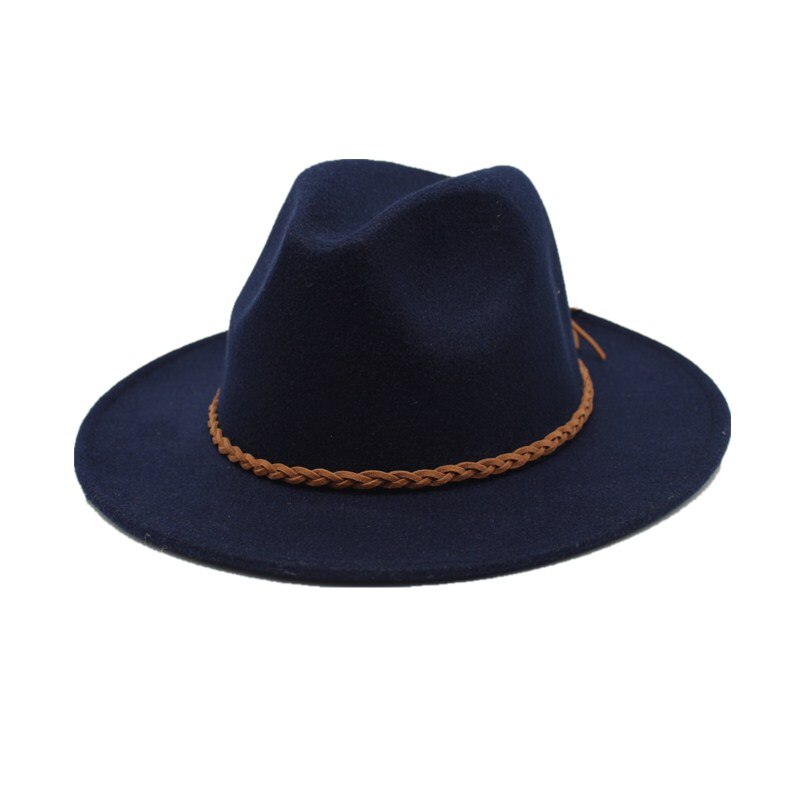 Seioum Wide Flat Brim wool felt Fedoras hats with Ribbon Band jazz trilby formal top hat panama cap Floppy Hat for men women