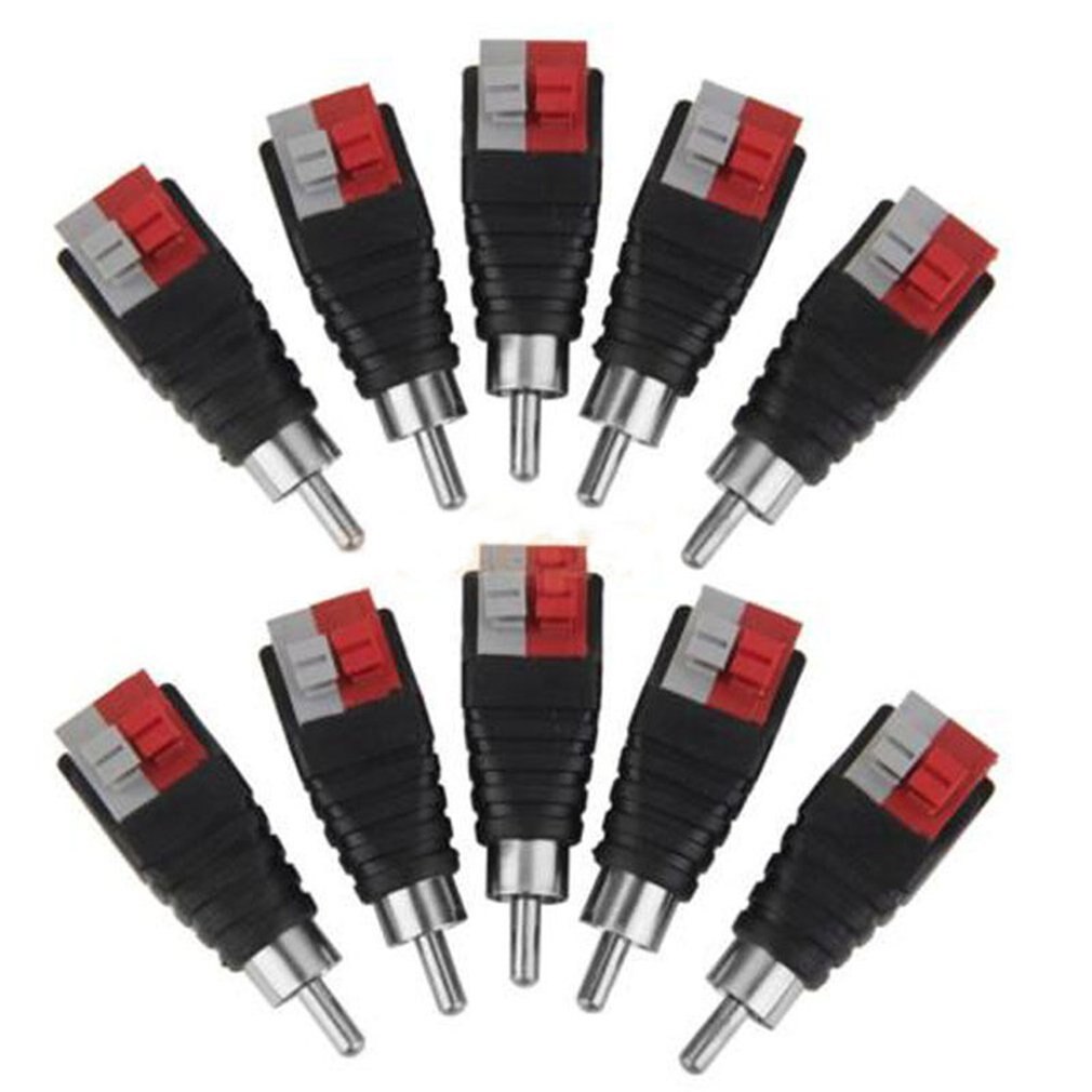 10PCS Speaker Wire Cable to Audio Male RCA Connector Adapter Jack Plug Pip BE Female ACEHE