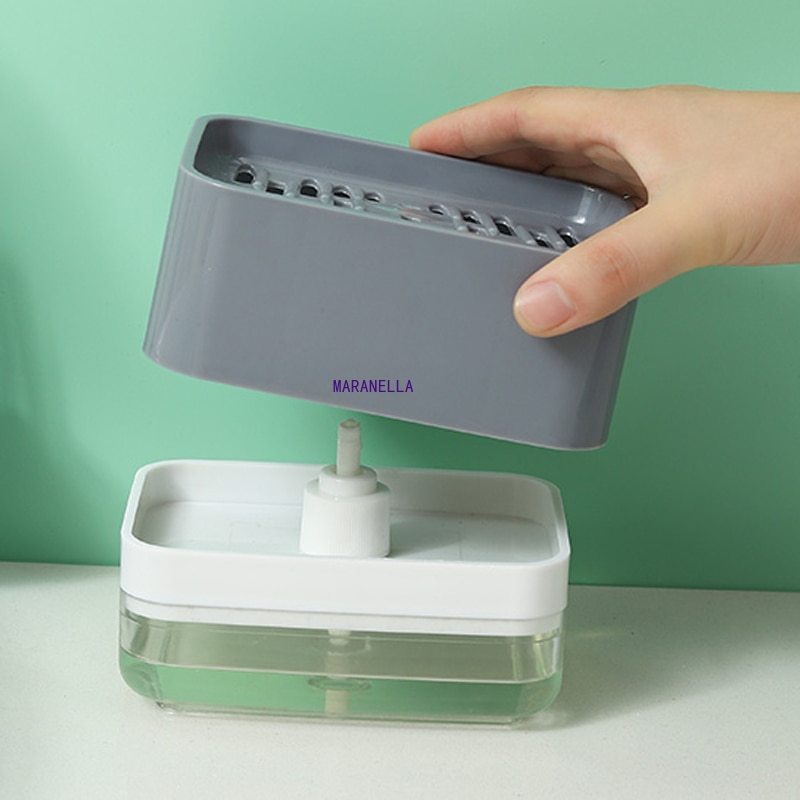 Multiful Seife Pumpe Spender Kasten Küche Gericht Flüssigkeit Seife Presse Kasten mit Schwamm Halfter Hause Reiniger Behälter 330ML