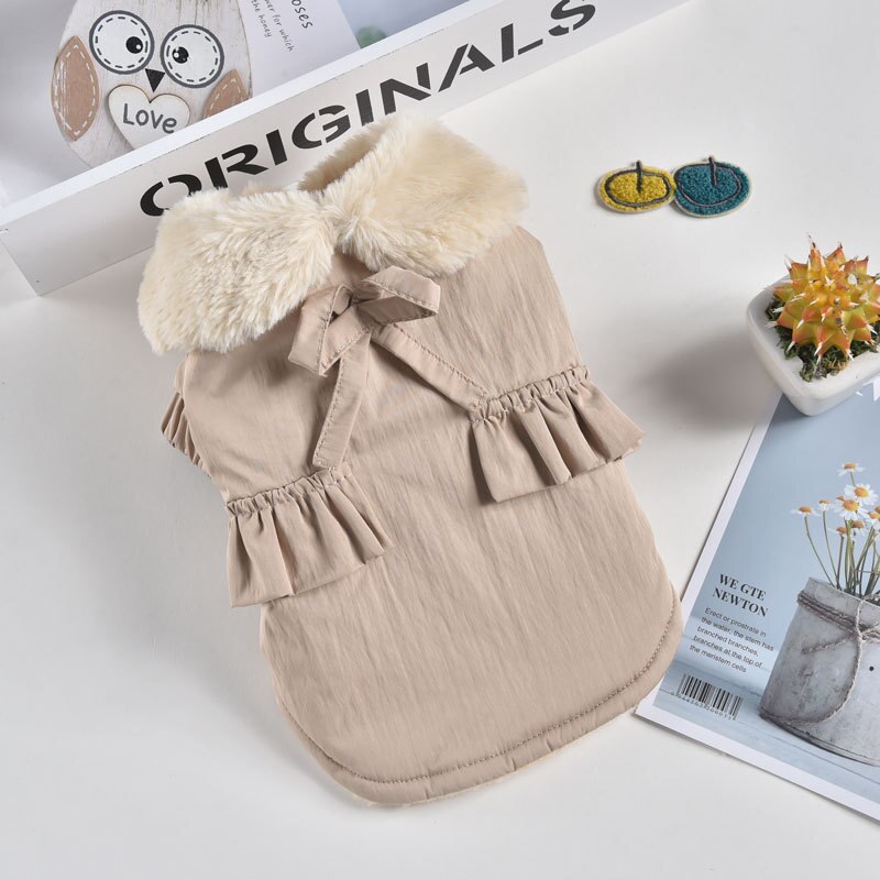Vêtements de luxe pour animaux de compagnie, couleur rose, jaune, pour l'automne et l'hiver, ropa Para Cao, manteaux en fourrure de coton épaisse, pour animaux de compagnie: YELLOW / L