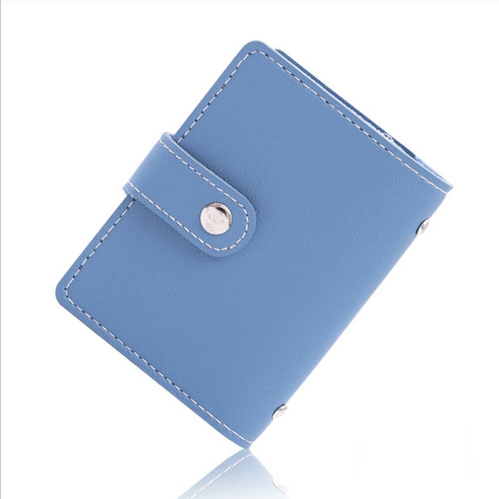 Frauen 26 Karten Dünne PU Leder Ich würde Solide Haspe Kreditkarte Halfter Tasche fallen Geldbörse Brieftasche: Blau