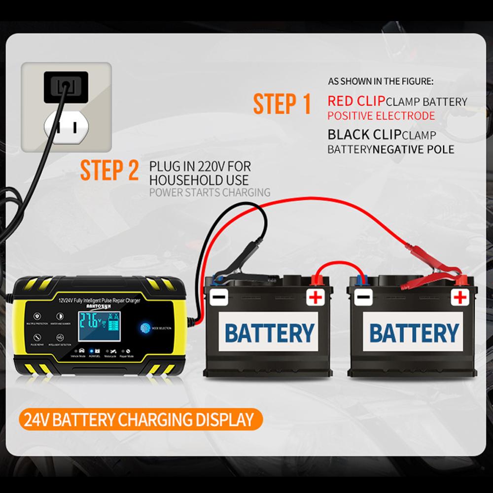 Multi-Functional LCD Battery Charger Intelligent Emergency Charger Car Motorcycle Starting Device Power Bank Jump Starte