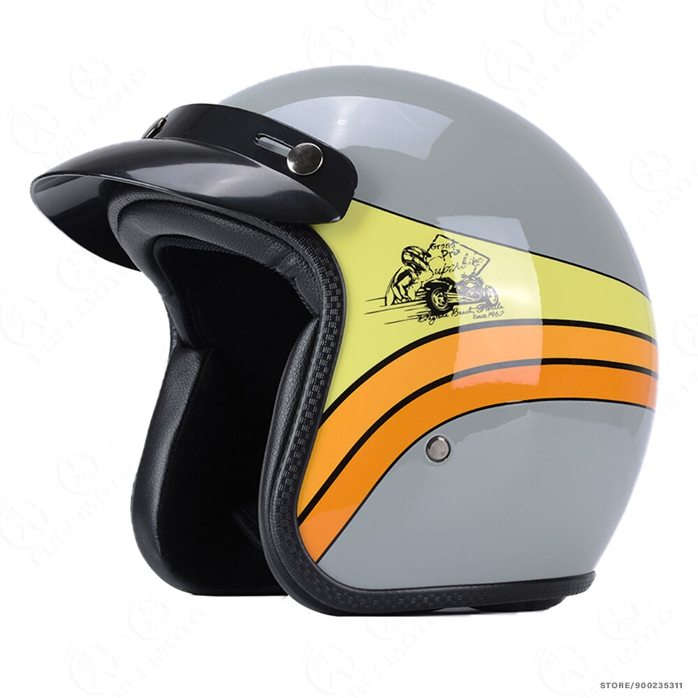 Motorcycle Helmet Retro Half Helmet Summer Four Seasons Men and Women Scooter Biker Motorbike Riding Helmet DOT Certification: Color bright black / M