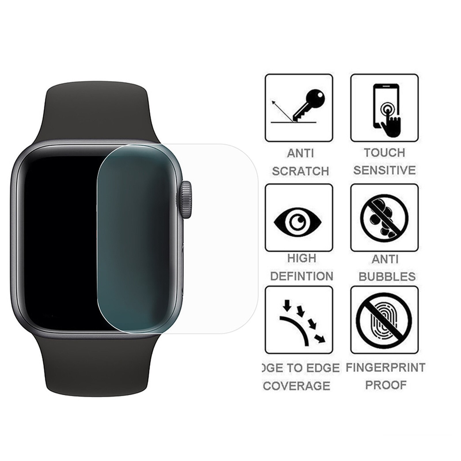 3/5Pcs Gehard Glas Voor Apple Horloge Se/Horloge 6 44Mm Beschermende Glas Screen Protector Film bubble Gratis Anti-Kras 9H Glas