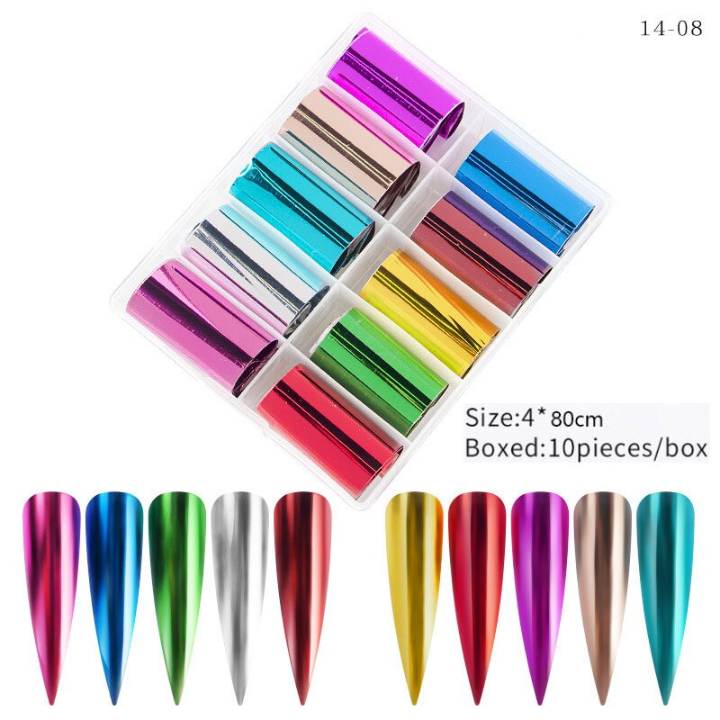 Snakeskin Marble Sticker Set Gold and silver Nail Foils Transfer Wraps Nail Art Decoration Star transfer paper 10Rolls/Bottle: 14-08