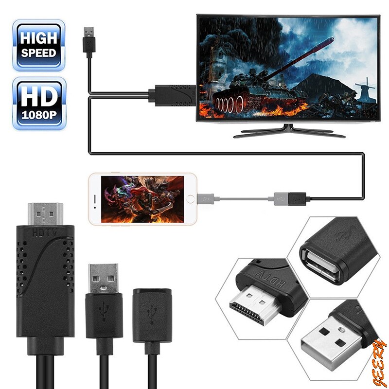2 in 1 USB Female to HDMI Male HDTV Adapter Cable HDTV Adapter Converter Support 1080P for HDTV Projector Displays