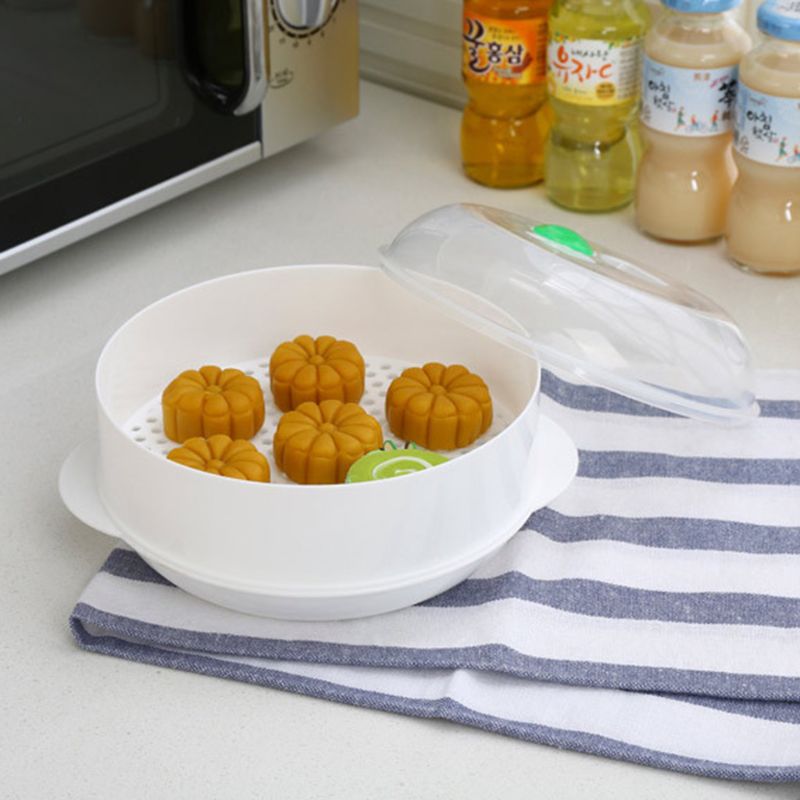 European Single Layer Plastic Steamer Microwave Oven Steamer Round Plastic Microwave Oven With Lid Kitchen Cooking Tools