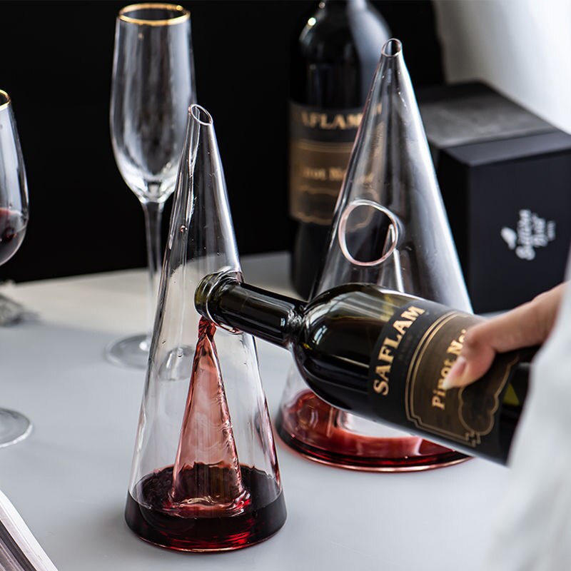 Carafe à Vin Rouge en Forme de Pyramide, Pichet Verseur Cascade à Respiration Rapide avec Séparateur pour Bouteille de Brandy, de Sherry ou de Champagne