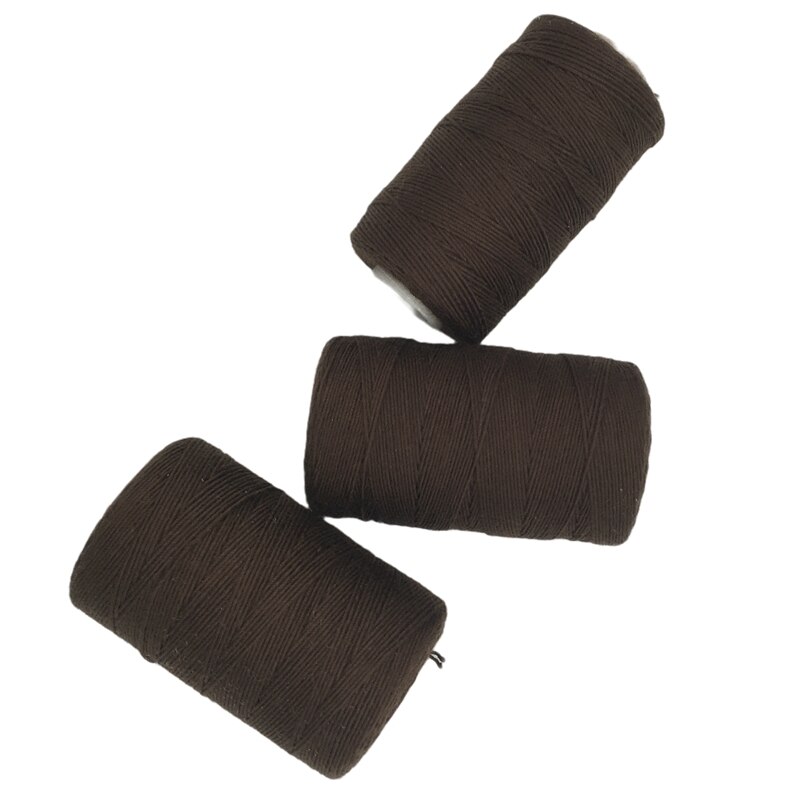12 rolls BLACK Hair Weaving Thread Cotton Sewing Thread 1000 yards 12 rolls one box 1 pc 6.5cm C curved needle: Coffee color