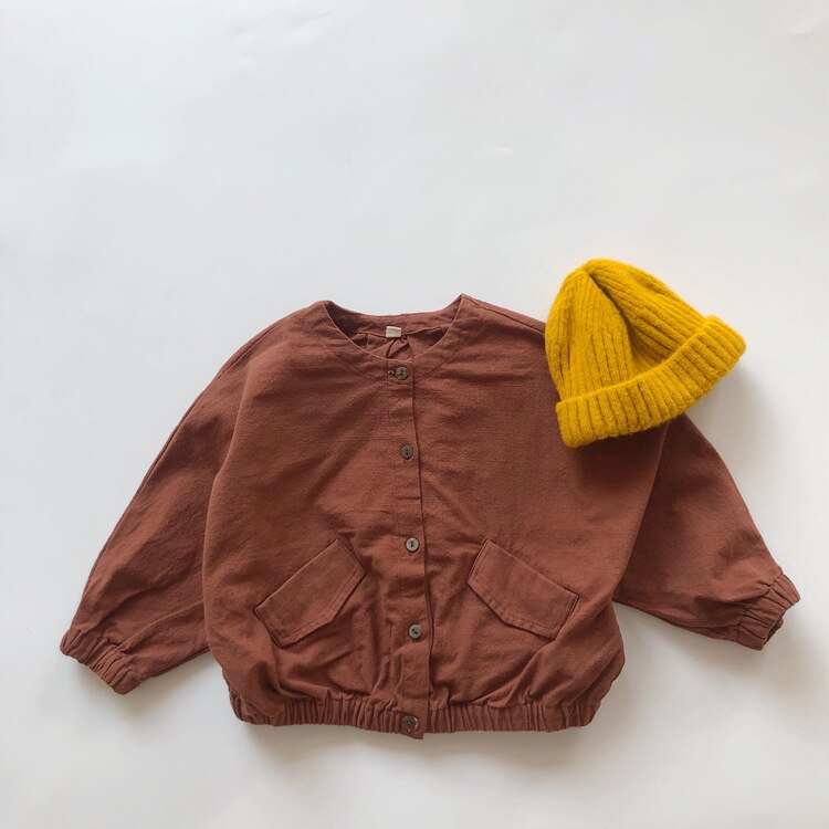 Lente Herfst Kinderen Jas Voor Meisjes Vleermuis Mouw Jassen Katoen Linnen Jongens Jassen Klassieke O-hals Kinderen Bovenkleding Jassen: coat2 / 6T   130cm