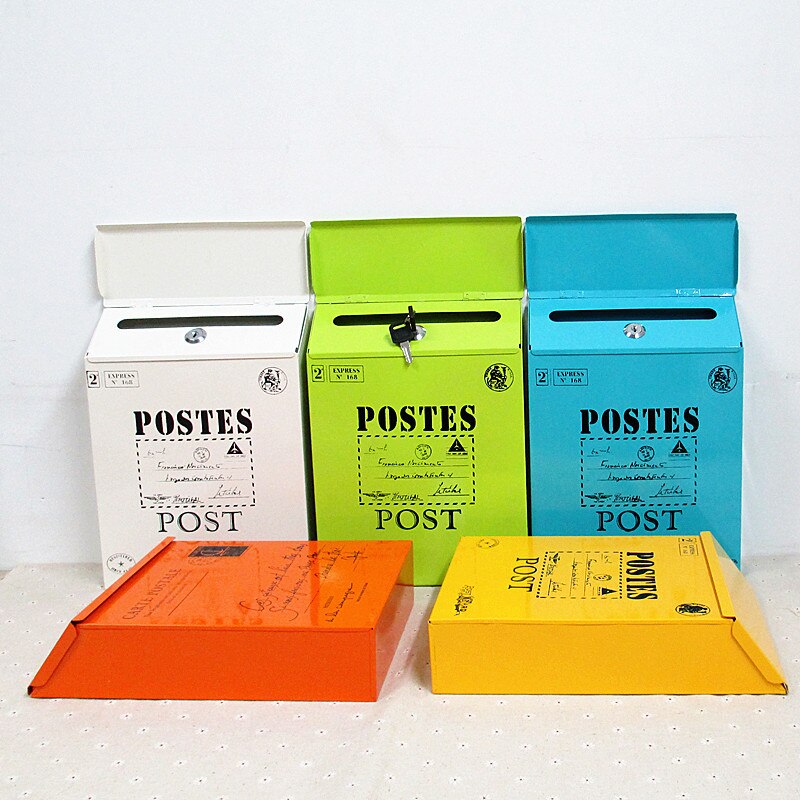 Udendørs vintage metal jern postkasse vandtæt postkasse låsbar kasse hjem altan haven dekorative håndværk postkasse