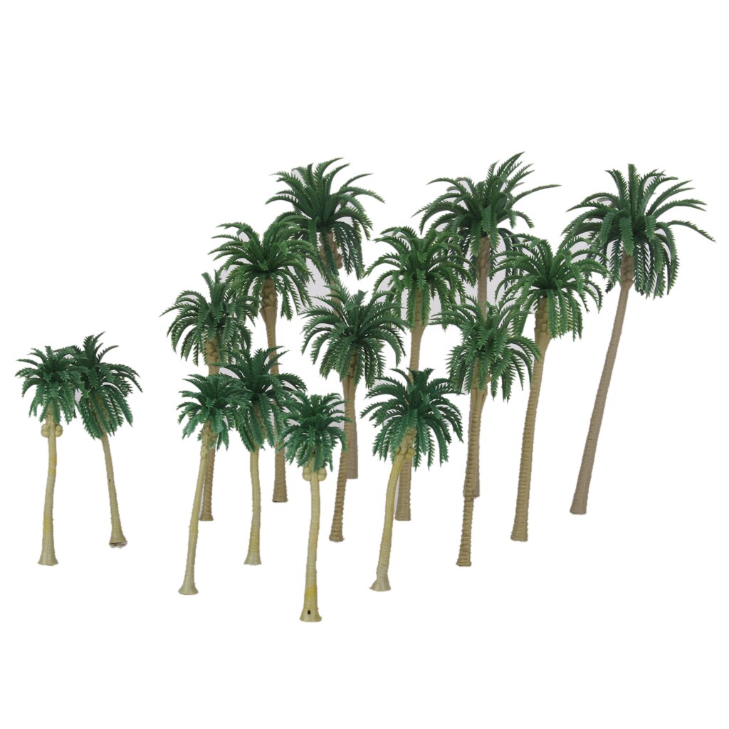 15 Plastic Model Coconut Palm Trees Rain Forest Beach Diorama Scenery HO N Z Model Trees Green Palm Trees Model Building Kits