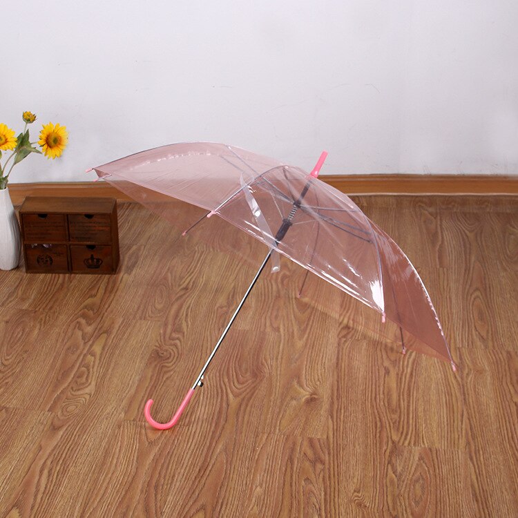 Transparent regn paraply reklam paraply automatisk rak poleumbrella regn paraplyalongumbrella regn paraply: Rosa transparent