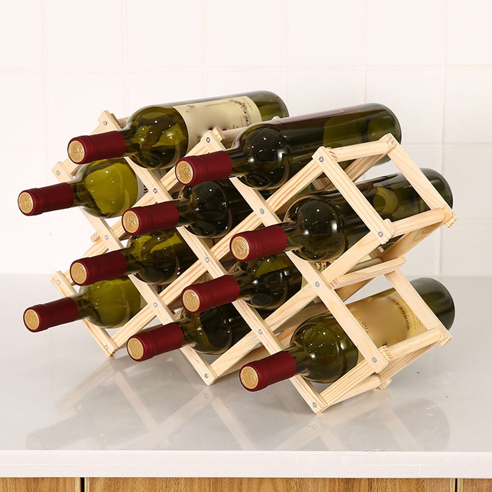 Estantes plegables de madera para vino, soportes de armario para botellas, estante de madera, organizador de almacenamiento para vitrina retro