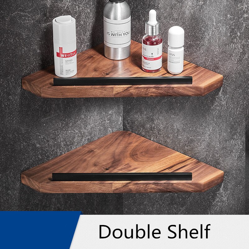 Juego de accesorios de baño, toallero negro de madera de nogal, soporte de papel higiénico, barra de toalla, gancho para Bata