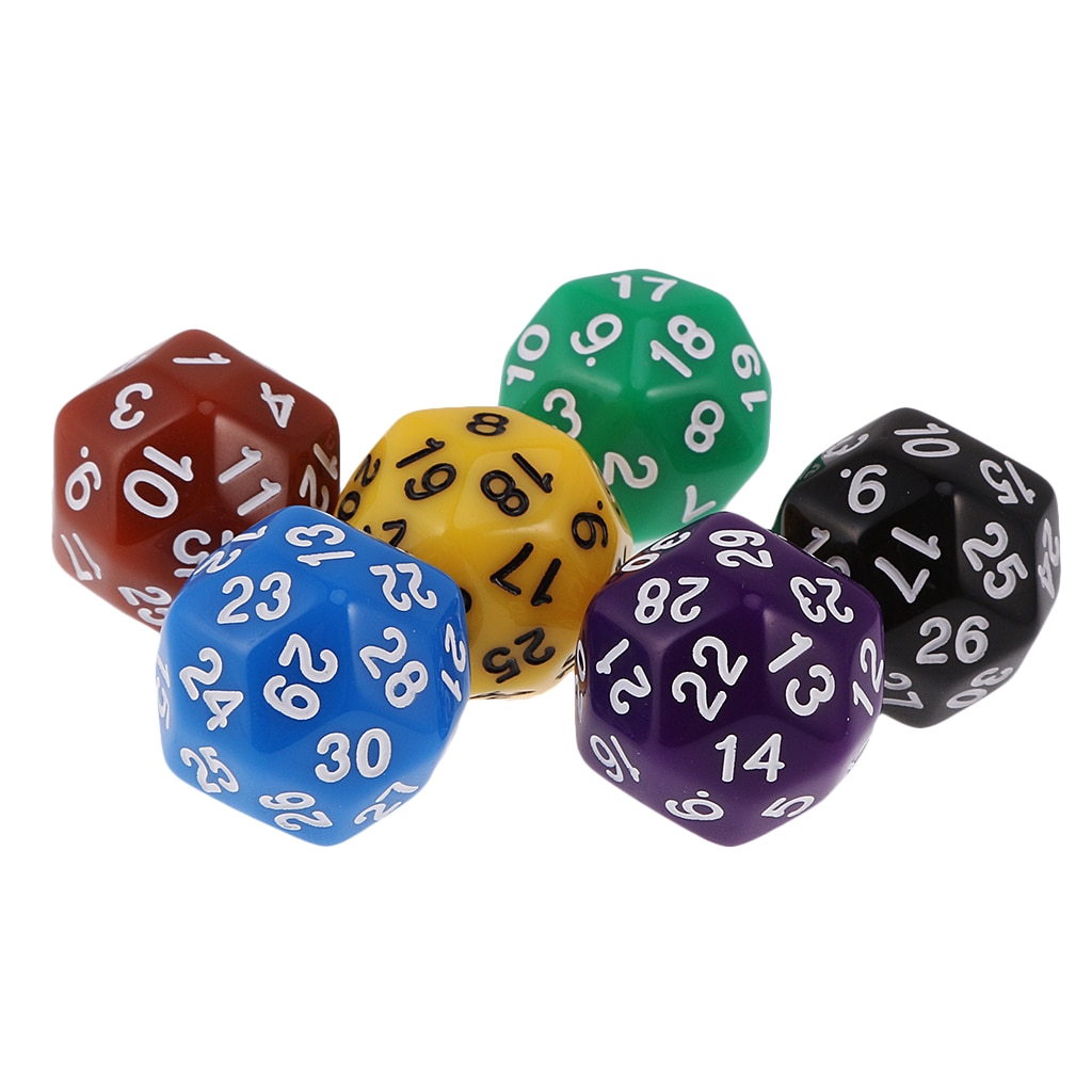 MagiDeal 6pcs 24 /30 Sided Dice D24 D30 Dices for D&amp;D TRPG Family Party Board Game Toys