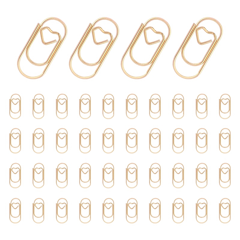 150 Pieces Cute Paper Clips Mini Clips Heart Shaped Paperclips Bookmark Clips for Office Supplier School: Gold