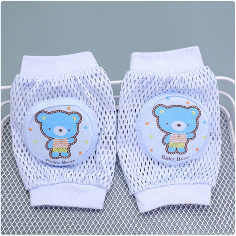 Bébé genou protecteur fille garçon coude ramper coussinets bambins bébé coussinets de sécurité maille respirant maille jambe garde genouillère pour les enfants: bearBlue