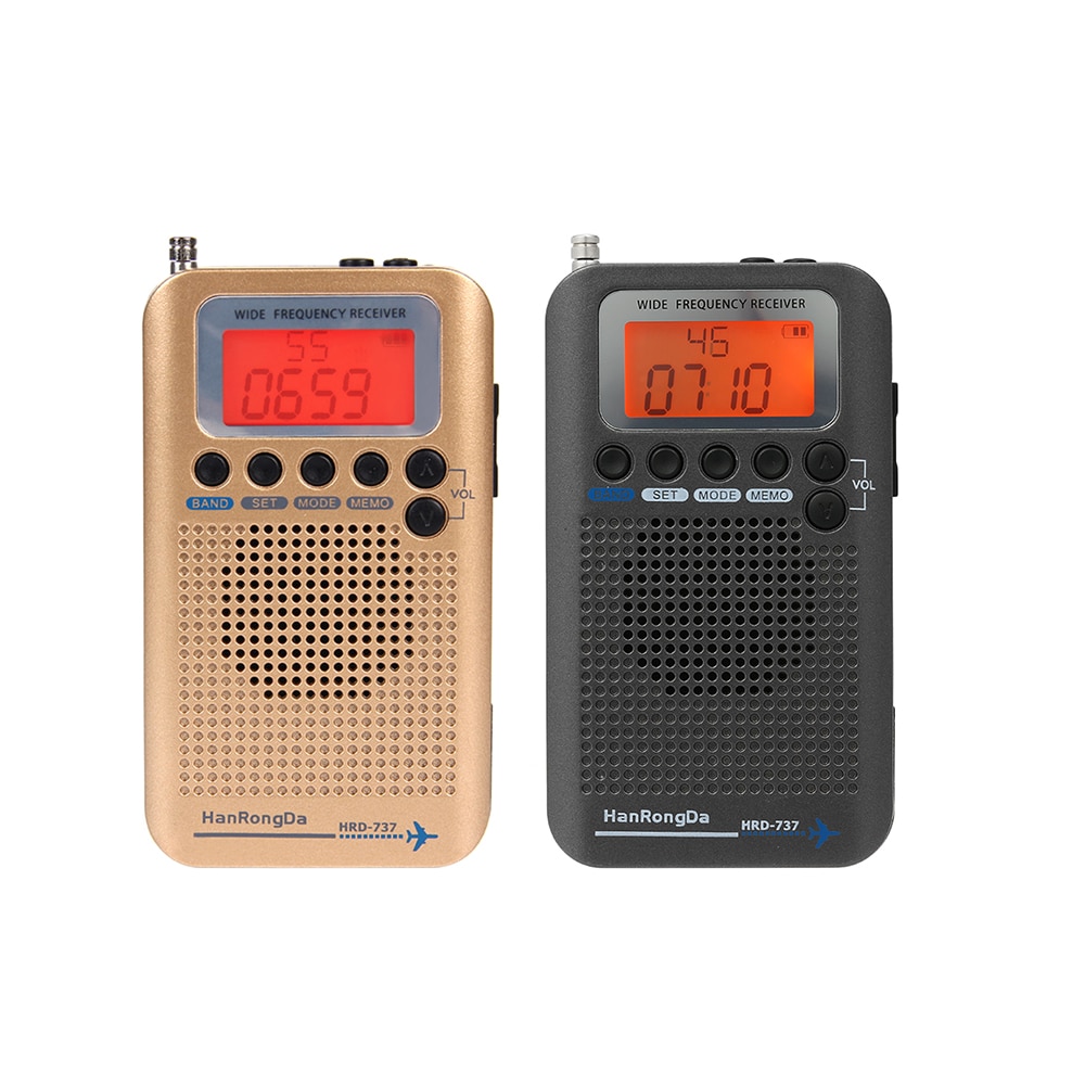 HanRongDa HRD-737 przenośny, w pełni pasma radiowego statków powietrznych odbiornik FM/rano/SW/ CB/powietrza/VHF światowego pasma z LCD alarm z wyświetlaczem zegar