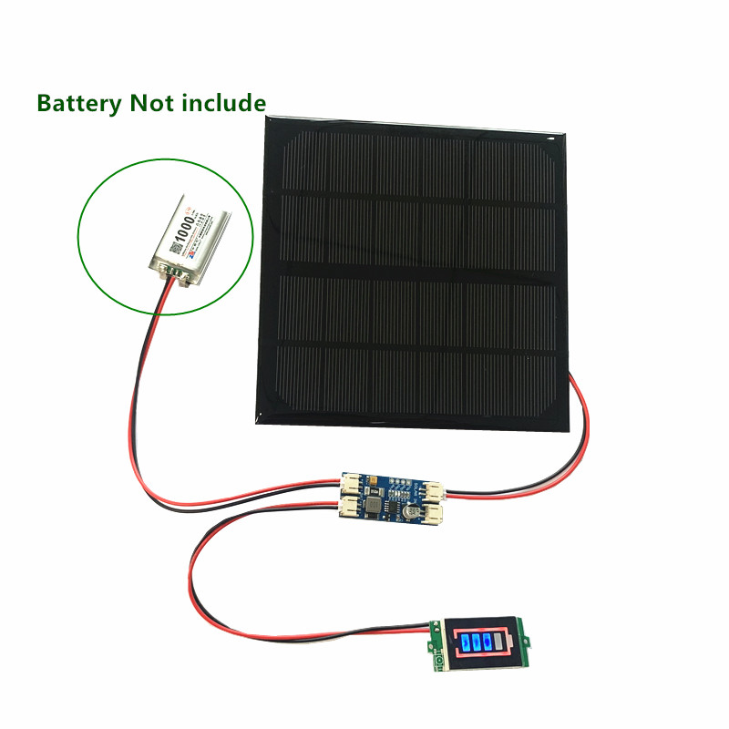 6V 3W 9V 2W 12V 2W Solar panel with Solar min battery charger with battery display DIY KIT PH 2.0 Cable