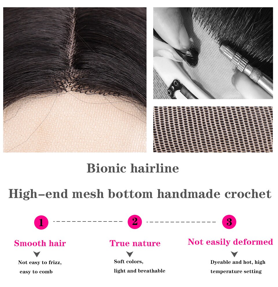 HOUYAN Women's Synthetic Lace Front Afro Wigs 30"Long Straight Black Natural High Density Heat Resistant Fiber For Black Women